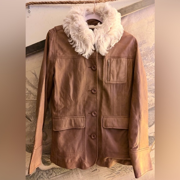 Ugg Lamb Leather Shearling Collar Jacket SZ Large Wear 2 Ways RARE - Picture 4 of 10